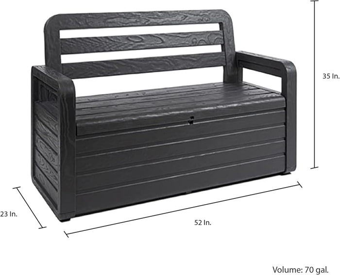 Panchina da esterno Foreverspring con baule portaoggetti 270 litri effetto legno colore nero antracite Toomax