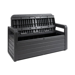 Panchina da esterno Foreverspring con baule portaoggetti 270 litri effetto legno colore nero antracite Toomax
