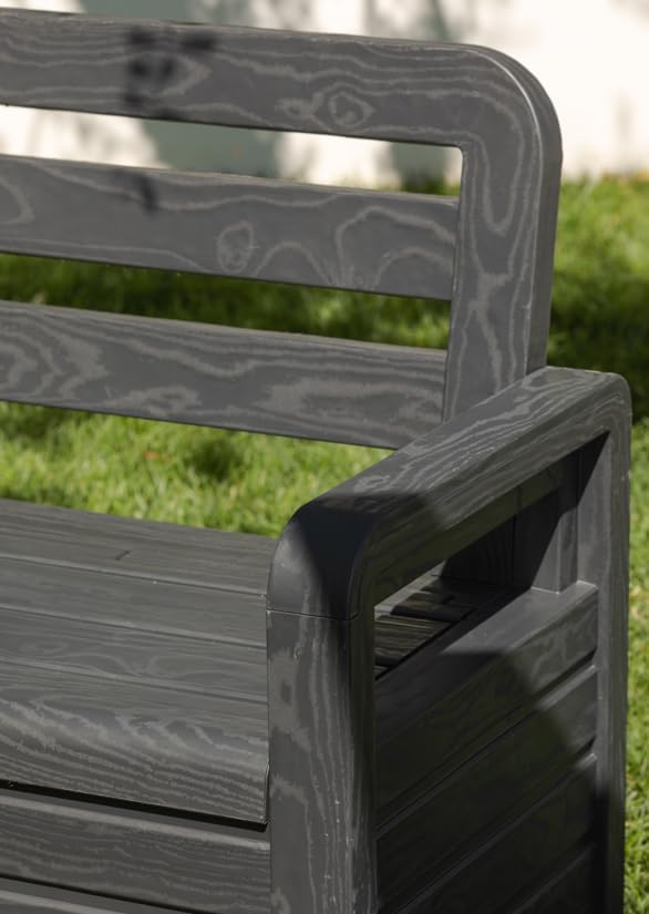 Panchina da esterno Foreverspring con baule portaoggetti 270 litri effetto legno colore nero antracite Toomax