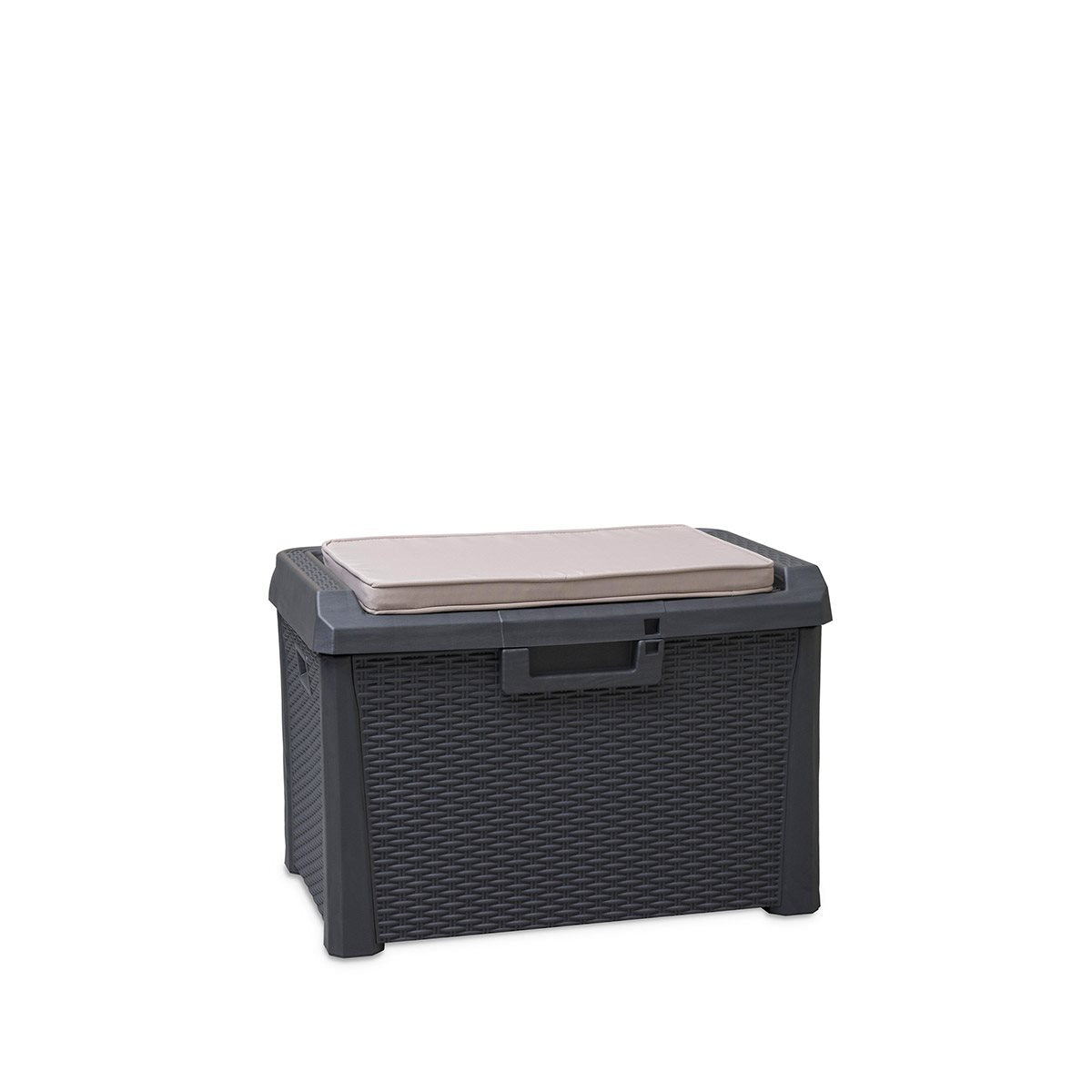 Baule Compact Box Santorini Plus 125 litri in resina effetto rattan apertura assistita colore antracite Toomax