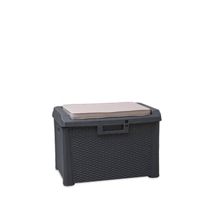 Baule Compact Box Santorini Plus 125 litri in resina effetto rattan apertura assistita colore antracite Toomax