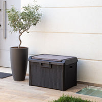Baule Compact Box Santorini Plus 125 litri in resina effetto rattan apertura assistita colore antracite Toomax