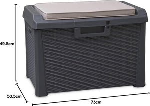 Baule Compact Box Santorini Plus 125 litri in resina effetto rattan apertura assistita colore antracite Toomax