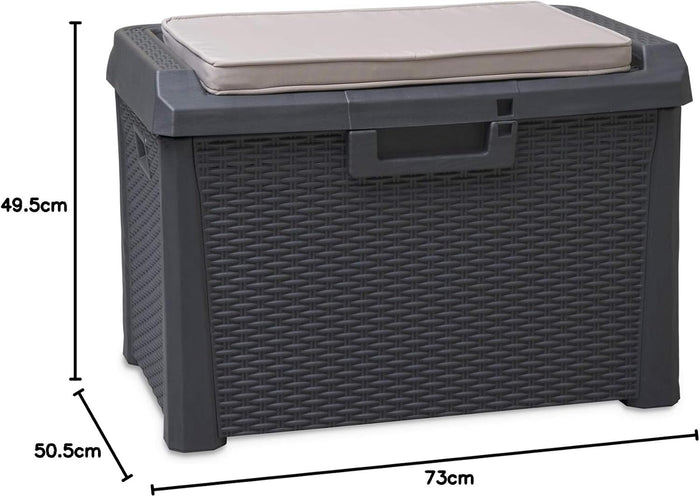 Baule Compact Box Santorini Plus 125 litri in resina effetto rattan apertura assistita colore antracite Toomax
