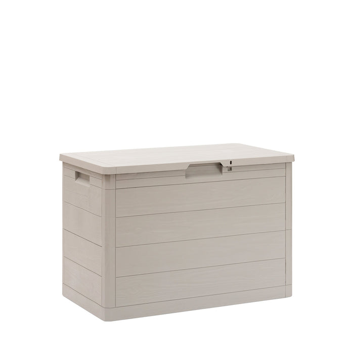 Baule multiuso Woody’s 160 litri in resina effetto legno per interno ed esterno colore tortora Toomax