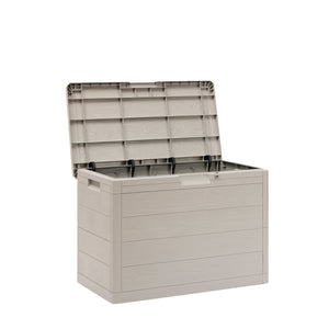 Baule multiuso Woody’s 160 litri in resina effetto legno per interno ed esterno colore tortora Toomax