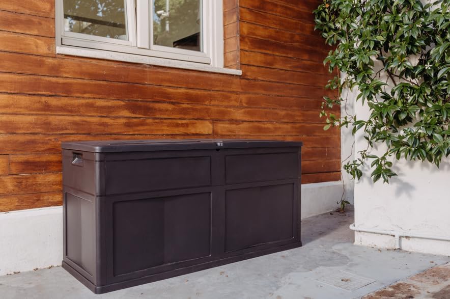 Baule multiuso Trend 320 litri in resina per esterno apertura con lucchetto colore nero Toomax