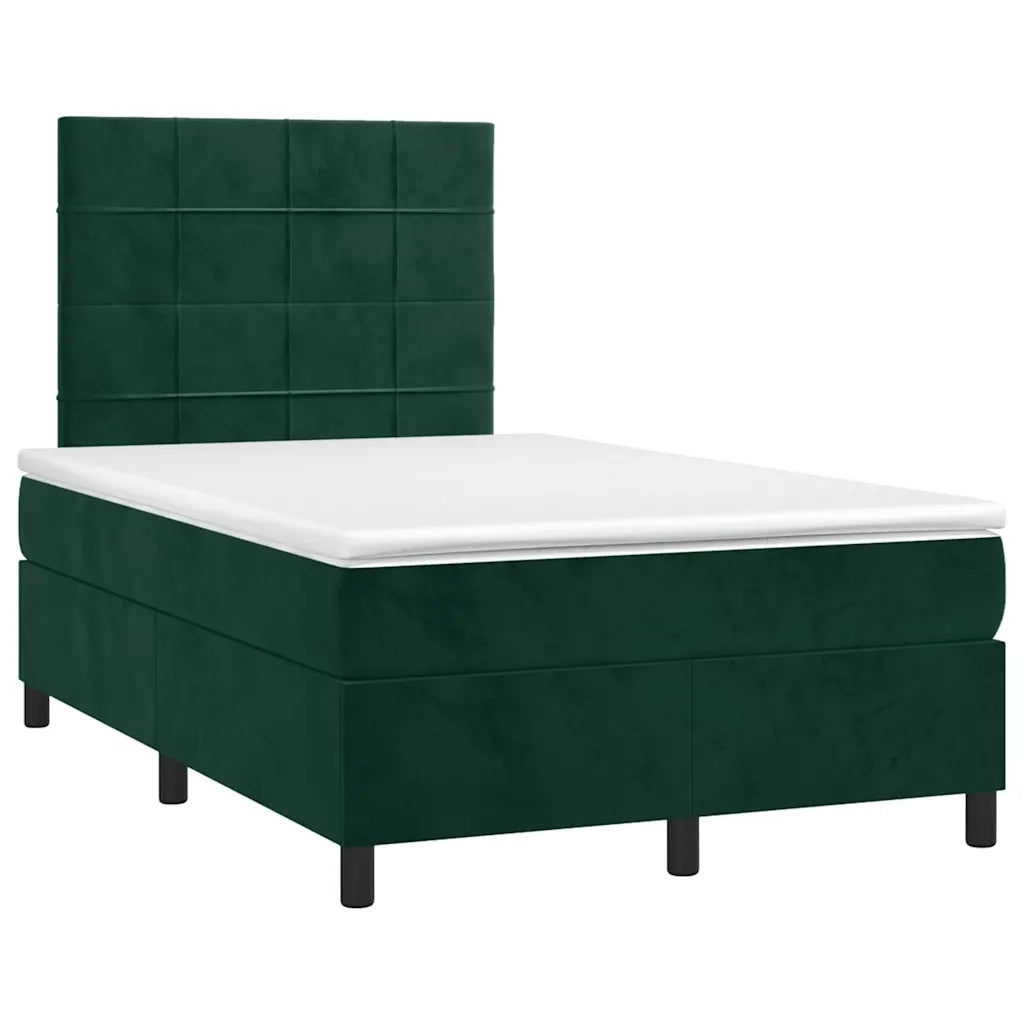 Letto a Molle con Materasso e LED Verde Scuro 120x200cm Velluto 3136116