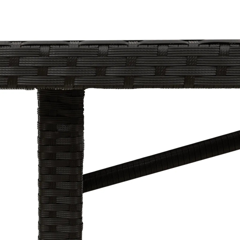 Tavolo da Giardino Piano in Vetro Nero 190x80x75 cm Polyrattan 365602