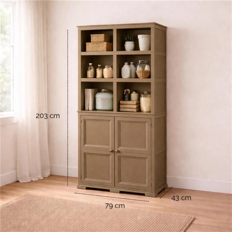 ARMADIO 2 MODULI CHIUSI E 3 MODULI SCAFFALE WENGÉ 79X43X203 CM – MOBILE CONTENITORE MULTIUSO ALTO PER SALOTTO, PERGOLATO E BALCONE COPERTO