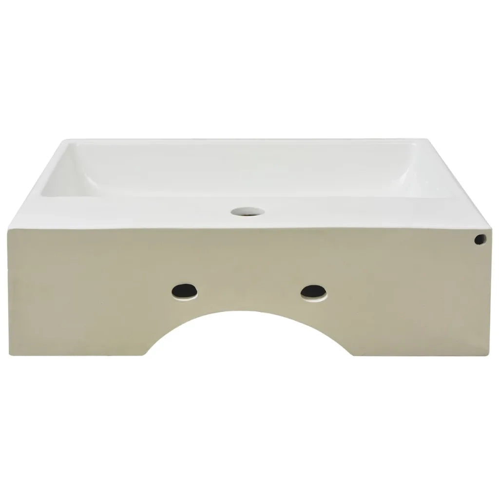 Lavandino con Foro Rubinetto in Ceramica Bianca 51,5x38,5x15 cm 142346