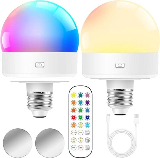 Lampada a LED USB-C con controllo remoto - regolabile - funzione timer - 3 colori - esterno per campeggio - torcia portatile con supporto lampo rimovibile