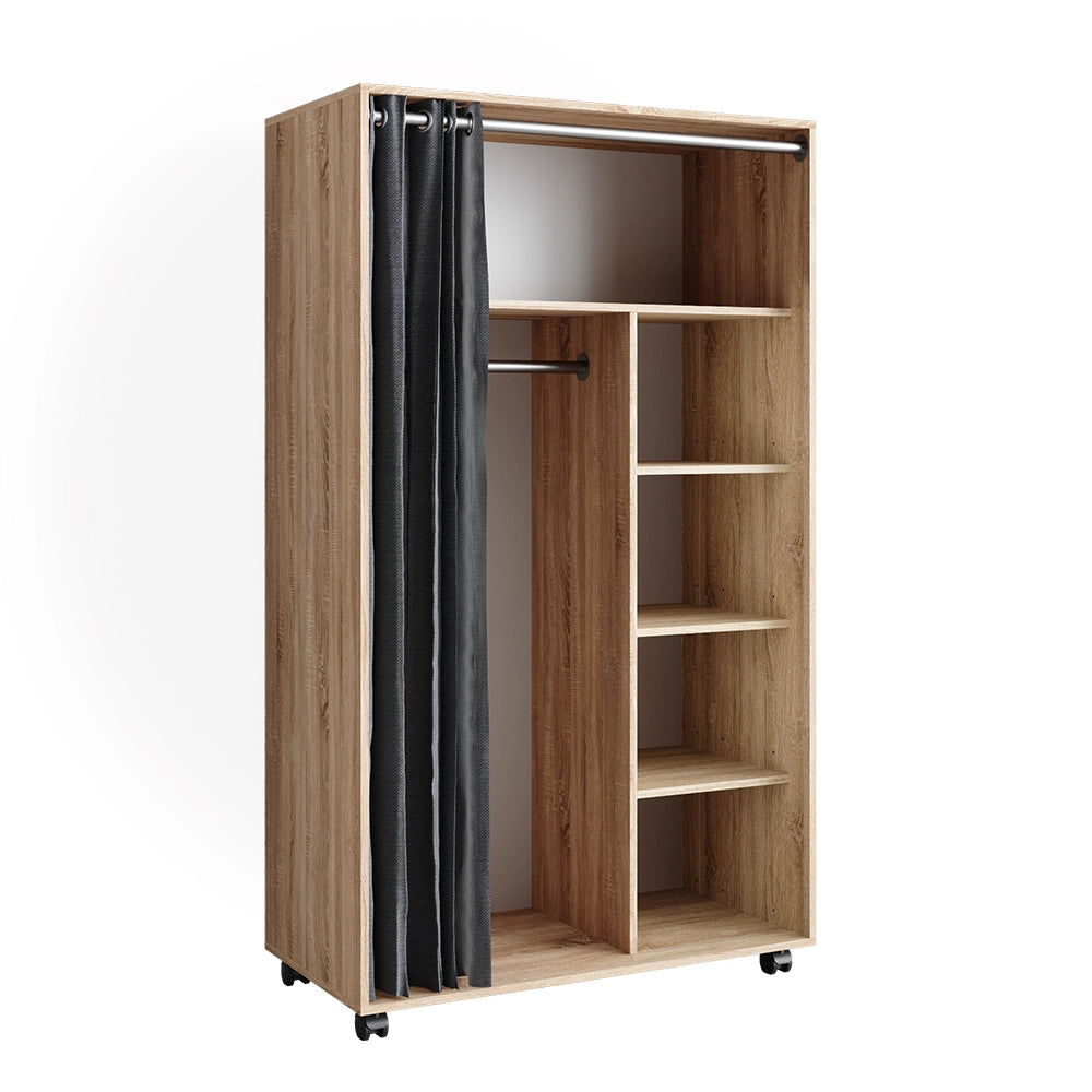 Vicco Armadio multifunzione Sonoma 100 x 168 cm aperto, con rotelle