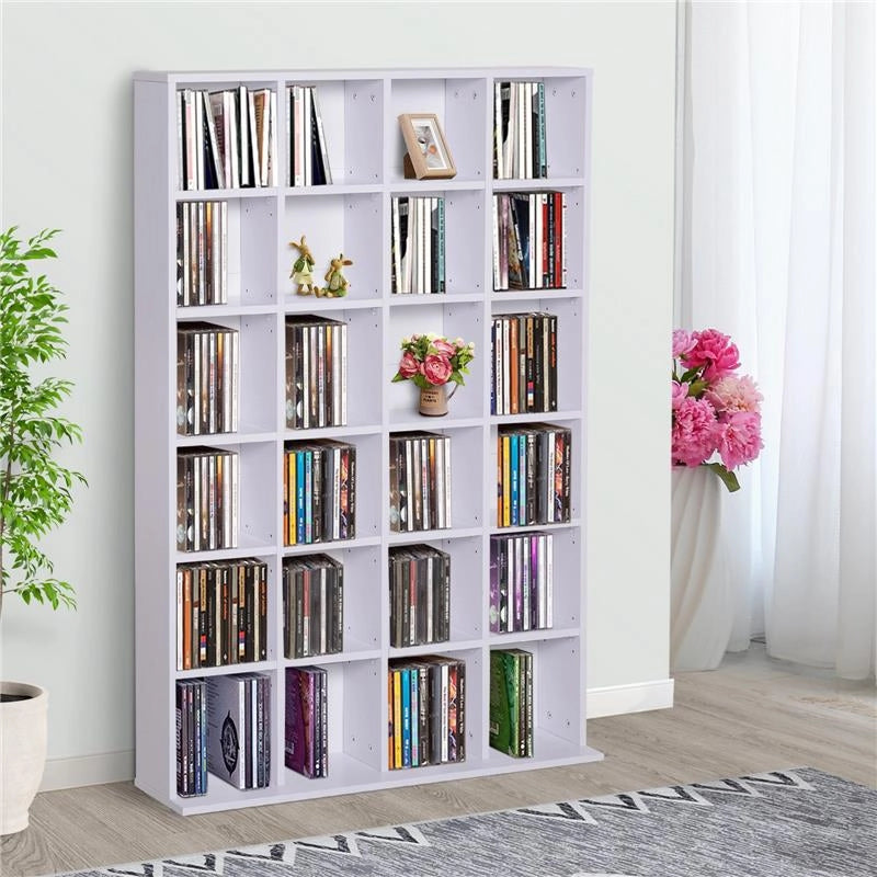 MOBILE LIBRERIA IN LEGNO 24 SCOMPARTI 130.5 X 89 X 20 CM BIANCO