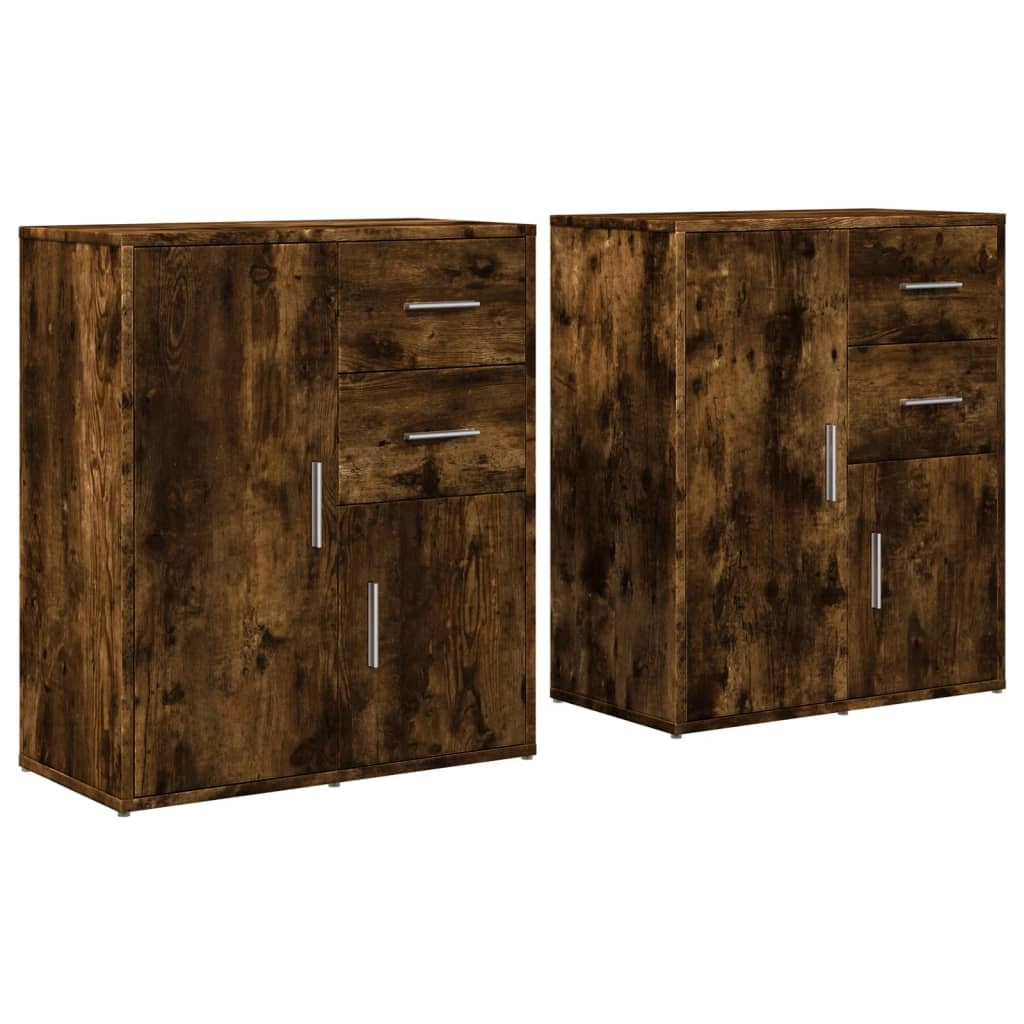 Buffet credenza cassettiera armadio mobile contenitore organizer per cucina soggiorno salotti set da 2 60 x 31 x 70 cm legno ingegnerizzato marrone 02_0036738