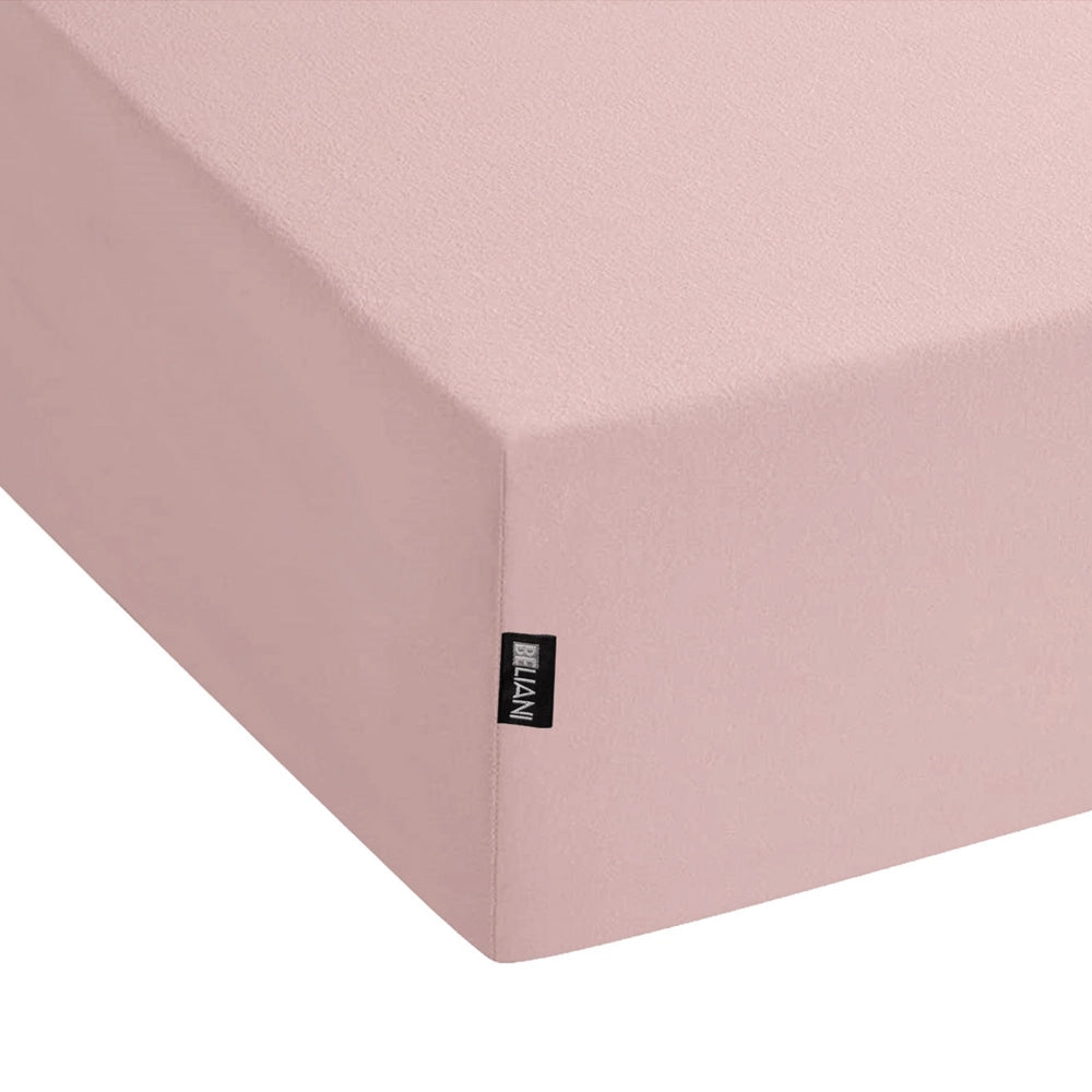 Lenzuolo con angoli cotone rosa 140 x 200 cm coprimaterasso elasticizzato modello classico a tinta unita camera da letto classica