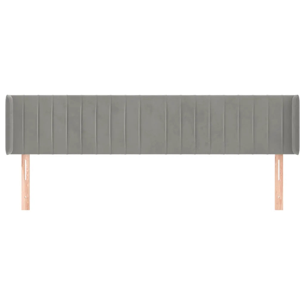 Testiera | Testata ad Orecchio Grigio Chiaro 203x16x78/88 cm in Velluto
