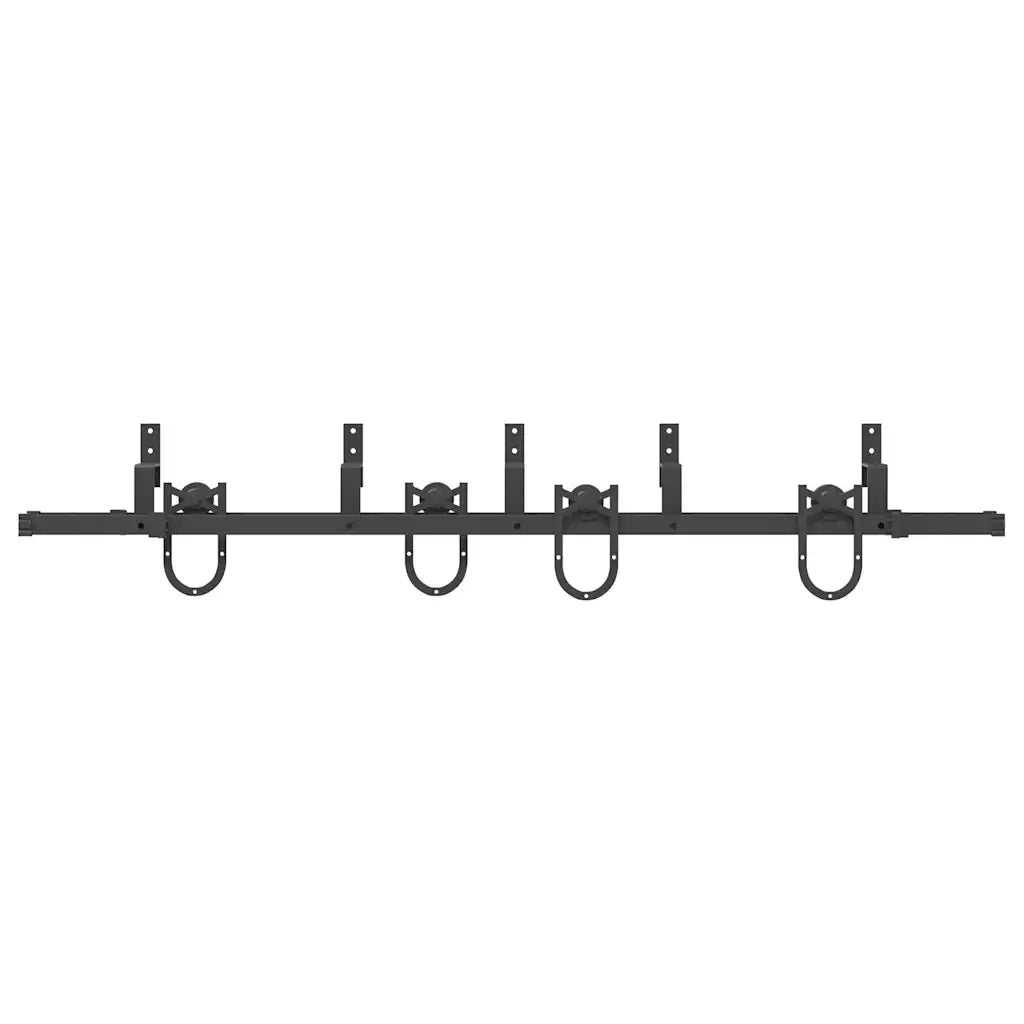 Kit di Binari per Porte Scorrevoli 200 cm Acciaio Nero 3295738