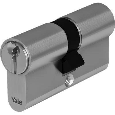 CILINDRO SAGOMATO Y500 YALE  OTTONE NICHELATO CHIAVI 3 CAMMA DIN MM 60 30+30