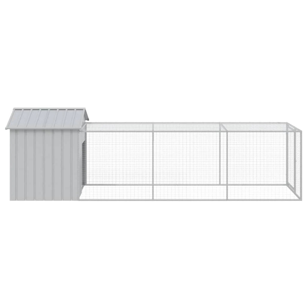 Recinto per pollaio con gabbia per galline con recinto luminoso 117 x 405 x 123 cm acciaio zincato grigio 02_0043959