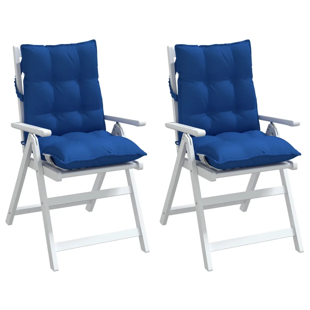 Cuscini Sedia con Schienale Basso 2 pz Blu Reale Tessuto Oxford 377701
