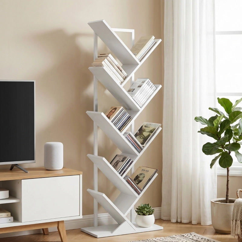 LIBRERIA a forma di albero 50x24x136 cm Legno Bianco