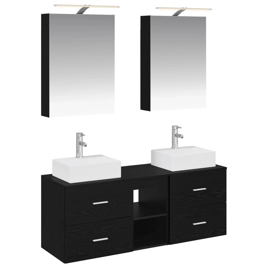 Set di mobili per il bagno 5 pcs Rovere Nero 3406792