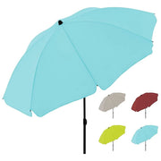 Bloom by Greenwood ombrellone da spiaggia rotondo, nylon rigato, diametro 180 cm, protezione UV, palo centrale, fodera argentata, sacca con tracolla