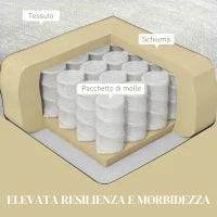 Divano Componibile 4 Pezzi con Poggiapiedi e Cuscini, in Tessuto effetto Ciniglia, 313x149x88 cm, Bianco Crema
