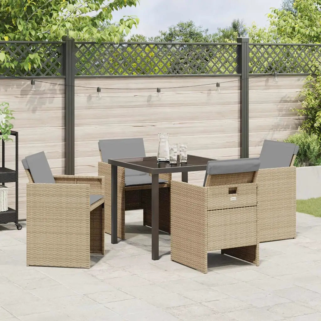Set da Pranzo per Giardino 5 pcs Beige polyrattan 3380613