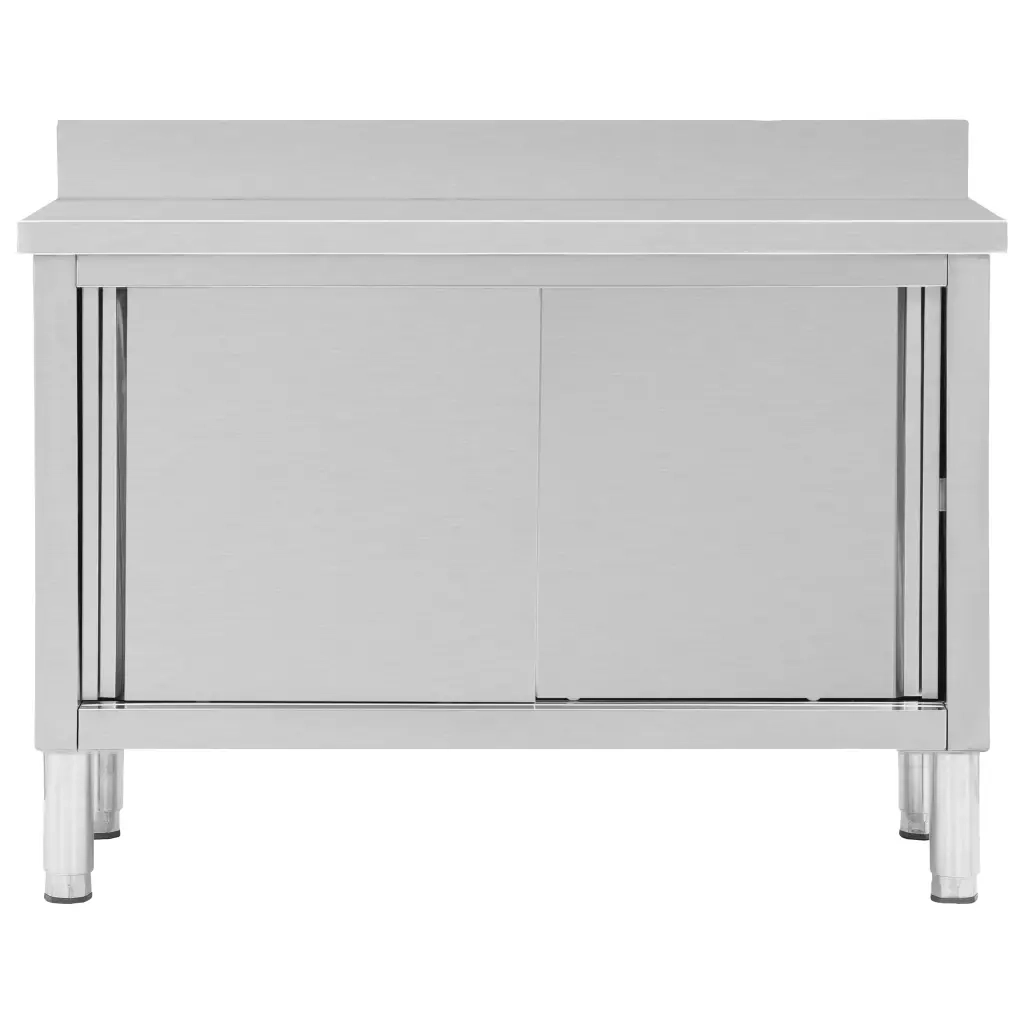 Banco da Lavoro con Ante Scorrevoli 120x50x(95-97)cm in Acciaio 51051
