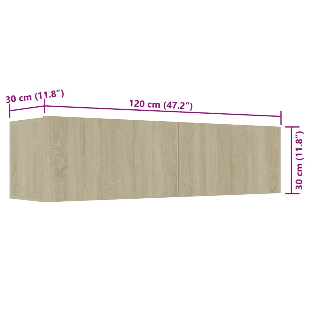Mobile TV multimediale mensola TV credenza TV sala da pranzo soggiorno camera da letto rovere Sonoma 120 x 30 x 30 cm legno ingegnerizzato rovere Sonoma 02_0027460