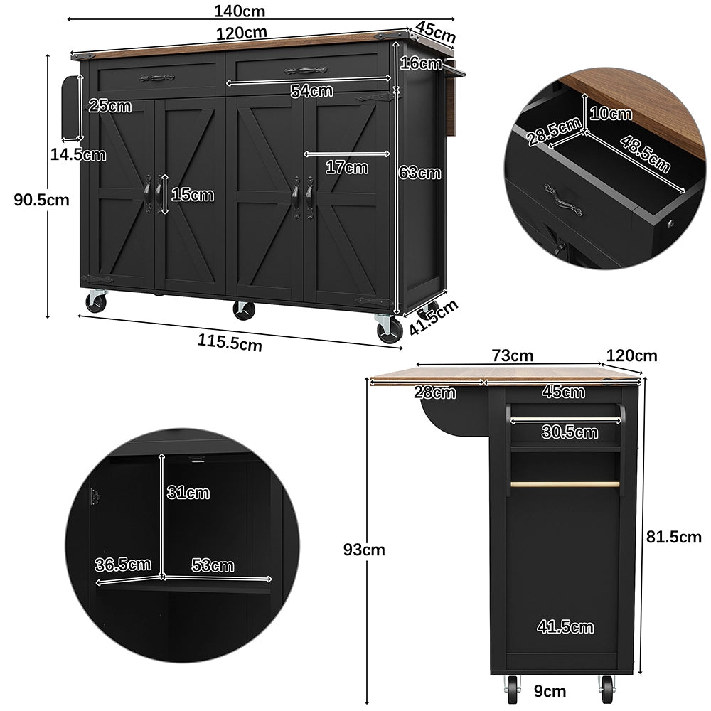 Isola cucina - Xylo - 4 porte/2 cassetti venatura legno nero