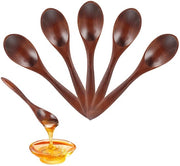 Pacchetto di 5 piccole cucchiaie in legno - cucchiai per miele - cucchiaio da tavola, 14,5 cm, artigianale, cucchiai in legno mini per tè, caffè, marmellata, miele, accessori da cucina, marrone