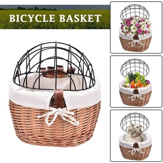 Carriera per cani - Rattan - Carrello per animali domestici - Facile da smontare - 30x25x20cm - Leggero 415g - Carriera per cani