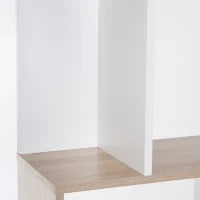 Scaffale Libreria a 5 Ripiani Suddivisi, Libreria Salvaspazio a Forma di S in Legno, Scaffale Divisorio per Soggiorno, Camera da Letto e Ufficio, 60x24x184.5 cm, Color Legno e Bianco
