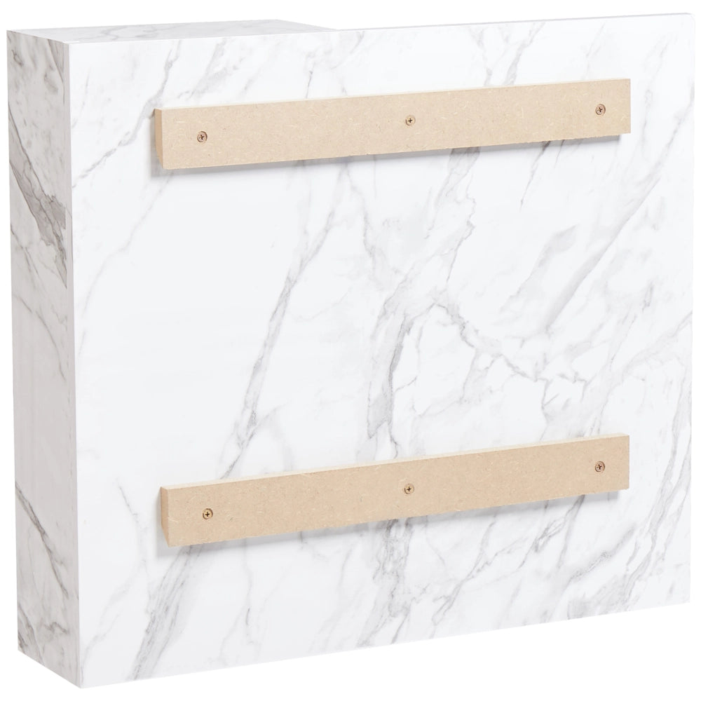 Mobiletto da bagno a parete con armadio a specchio effetto marmo bianco Finitura melaminica