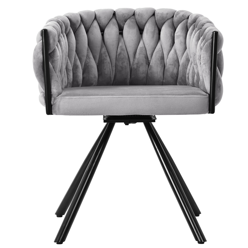 Sedia da pranzo set da 4 girevole a 360° con schienale ergonomico imbottita e gambe in metallo velluto grigio