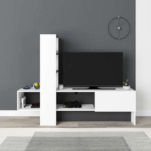 Mobile TV 1 Anta 180x38x138 cm in MDF Troya Bianco e Antracite