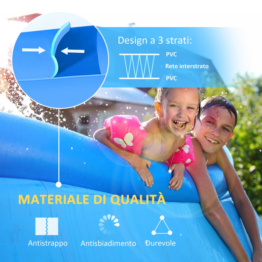 EasyComfort Piscina Gonfiabile per 3-4 Persone in PVC con Pompa Manuale, Φ274x76cm, Blu