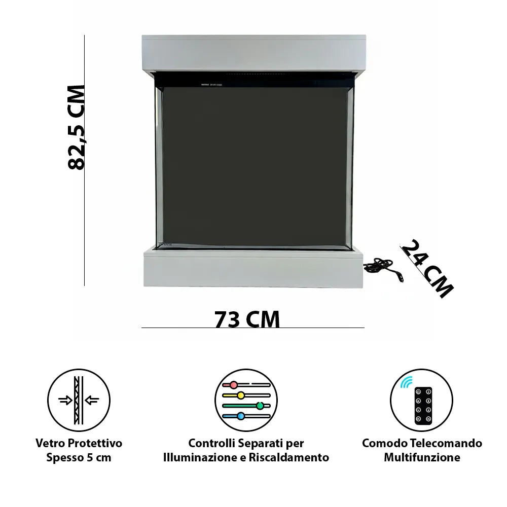 Tempo Style - Caminetto elettrico CALLIOPE Bianco con cornice in legno MDF effetto fuoco reale 750 - 1.500 W
