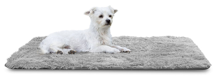 AIO FACTORY 80x60 cm Tappetino per cuccia per cani Shaggy Grigio chiaro Impermeabile