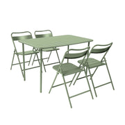 Set tavolo da giardino bistrot in acciaio con 4 sedie pieghevoli,