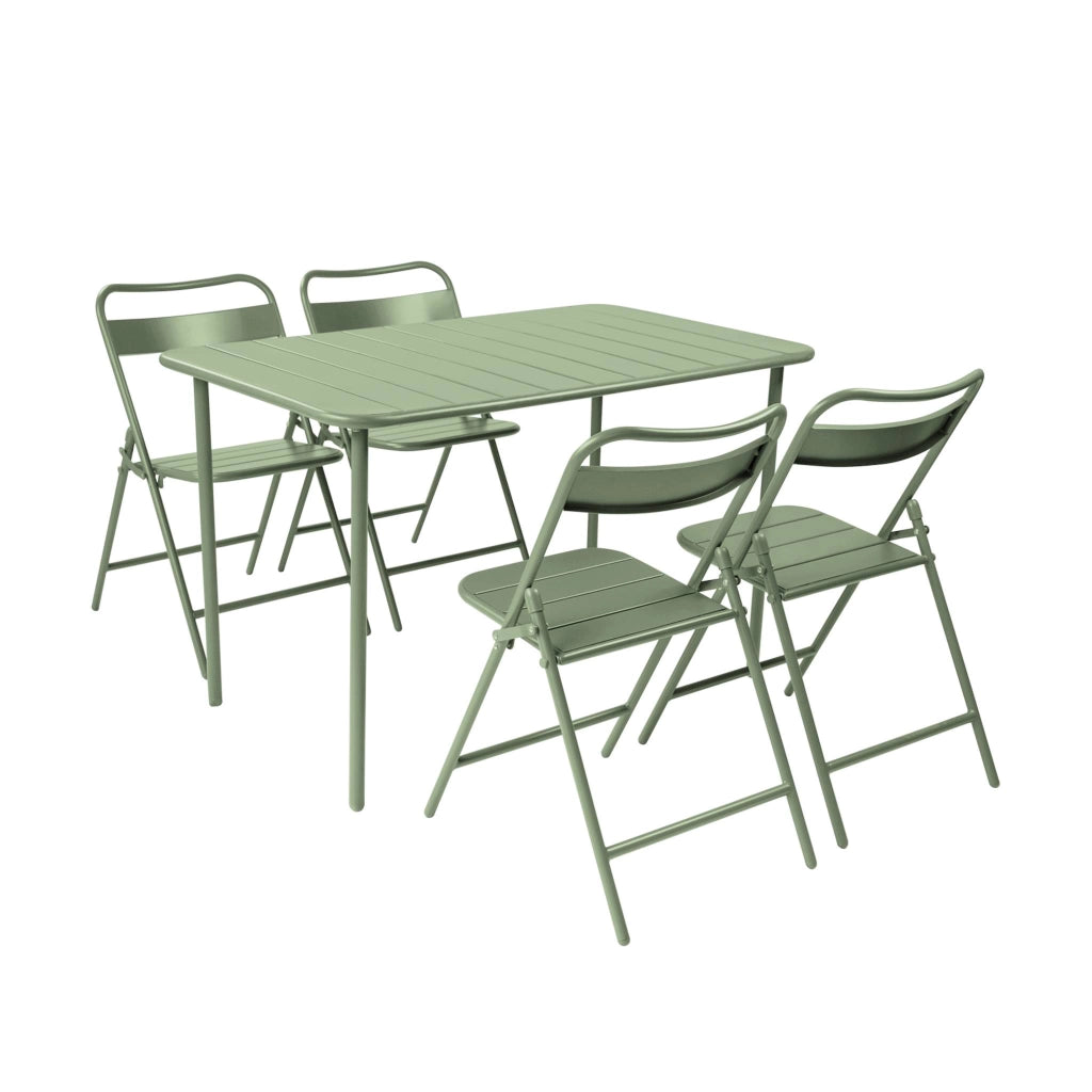 Set tavolo da giardino bistrot in acciaio con 4 sedie pieghevoli,