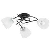 Plafoniera moderna nera/cromo vetro 3 luci E27 15W Alfa
