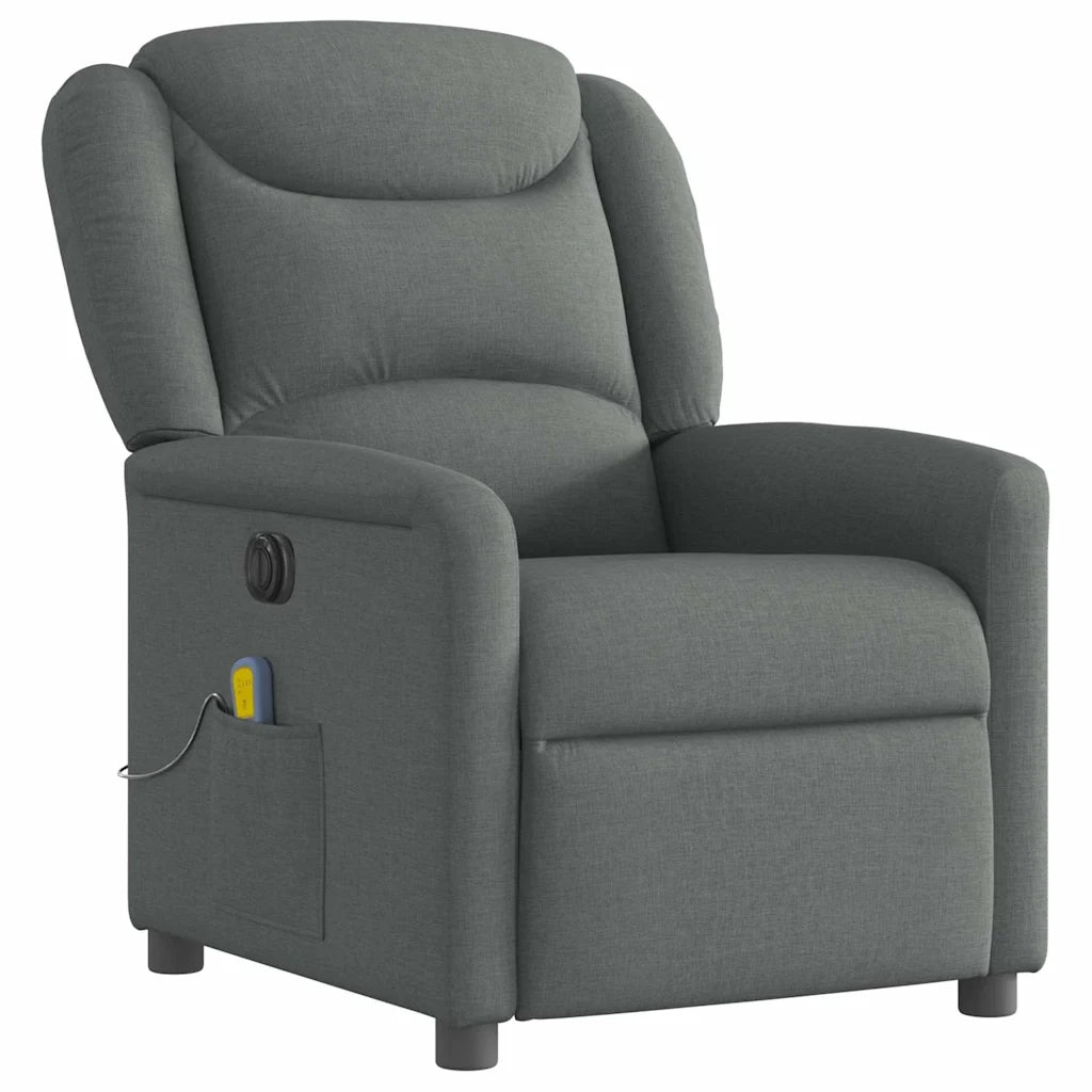 Poltrona Reclinabile Massaggio Elettrica Grigio Scuro Tessuto 3303185