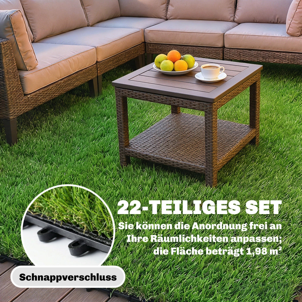 Set 22 Pezzi Fliesen Prato Sintetico 30x30 cm con Drenaggio ¨C zephmum ¨C Verde 2m2