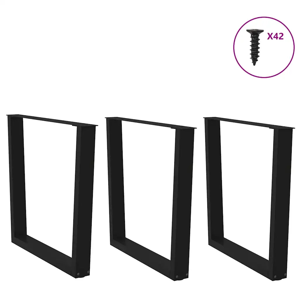 Gambe per tavolo da pranzo a forma di V 3 pz nere 80x(72-73,3) cm in acciaio 4012664