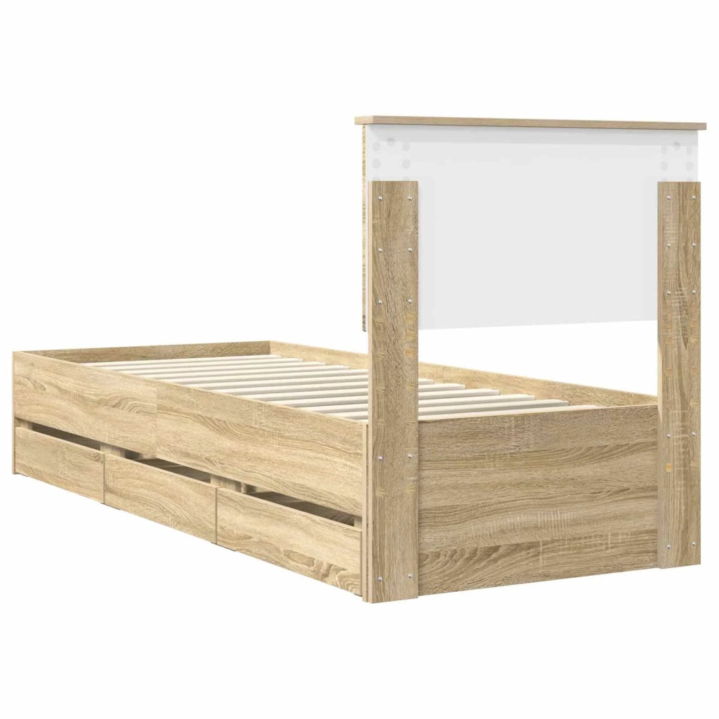 Struttura del letto con cassetto Rovere Sonoma 75 x 190 cm