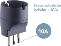 Adattatore semplice Schuko 10A 2P+T spina e presa 10A colore nero opaco Electraline